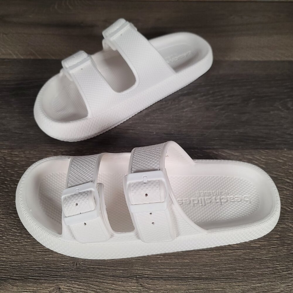 Beach Slides By J/Slides White Eva Double Buckle … - image 3